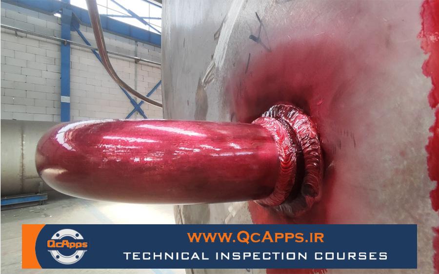 تست PT, Liquid Penetrant Testing, معیار پذیرش PT, Acceptance Criteria, بازرسی غیرمخرب, NDT, عیوب سطحی, ترک جوش, undercut, ASME Section VIII, ASME B31.3, API 1104, AWS D1.1, ASTM E165